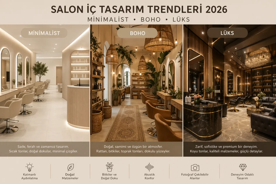 Salon İç Tasarım Trendleri 2026: Minimalist, Boho, Lüks