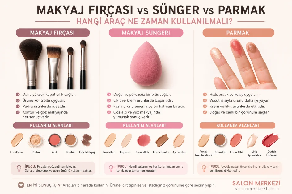 Makyaj Fırçası vs Sünger vs Parmak: Hangi Araç Ne Zaman Kullanılmalı?