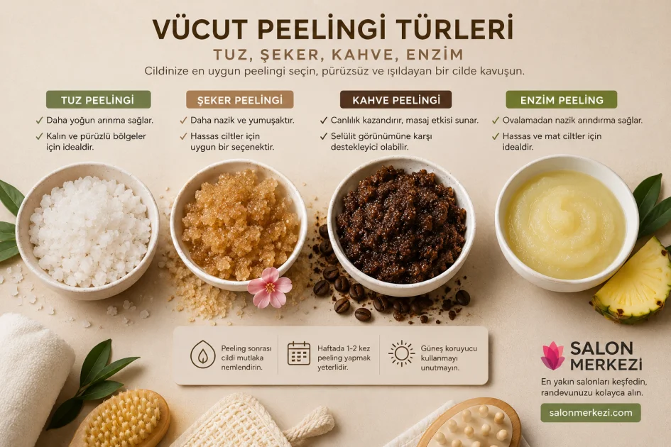 Vücut Peelingi Türleri: Tuz, Şeker, Kahve ve Enzim Peeling Arasındaki Farklar
