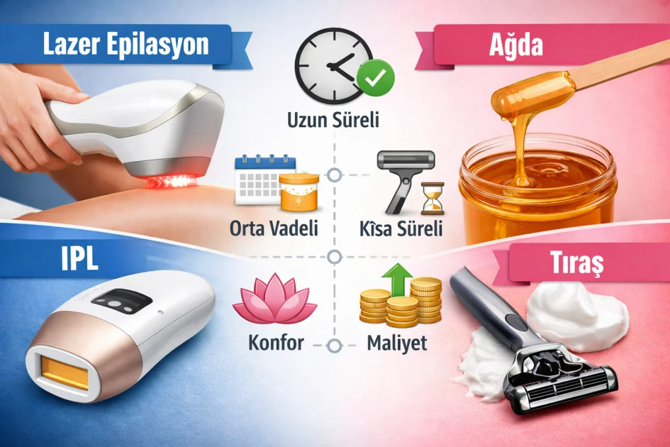 Epilasyon Yöntemleri Karşılaştırma: Lazer, IPL, Ağda, Tıraş