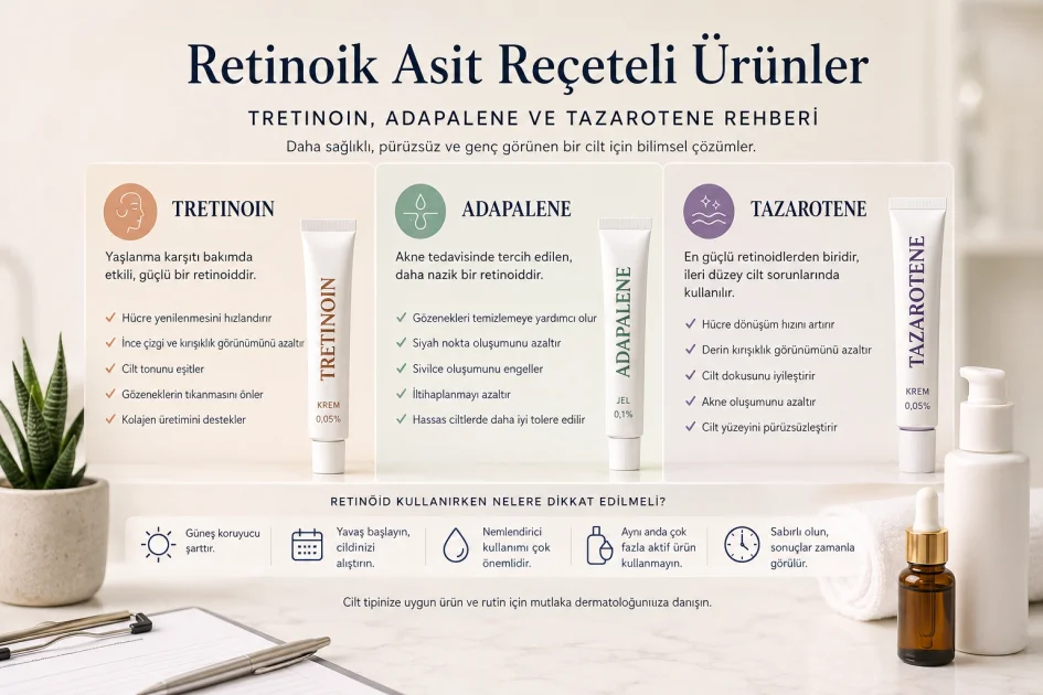 Retinoik Asit Reçeteli Ürünler: Tretinoin, Adapalene ve Tazarotene Rehberi