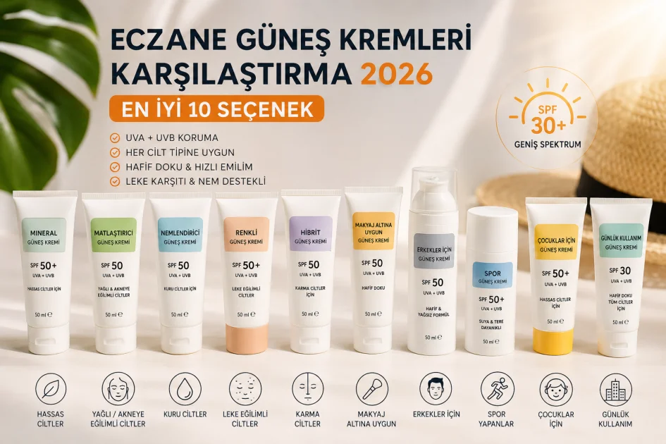 Eczane Güneş Kremleri Karşılaştırma 2026: En İyi 10 Seçenek
