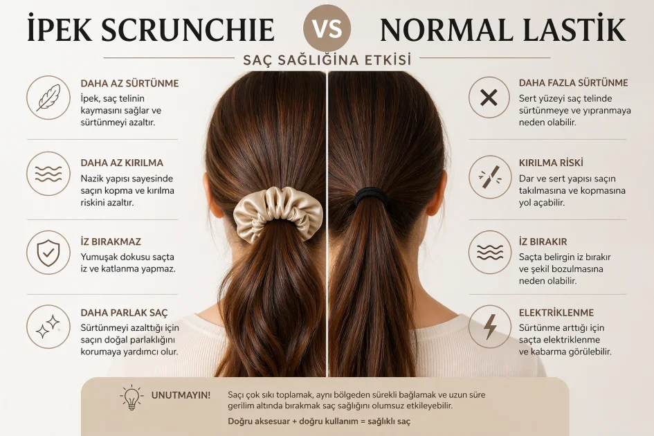 İpek Scrunchie vs Normal Lastik: Saç Sağlığına Etkisi