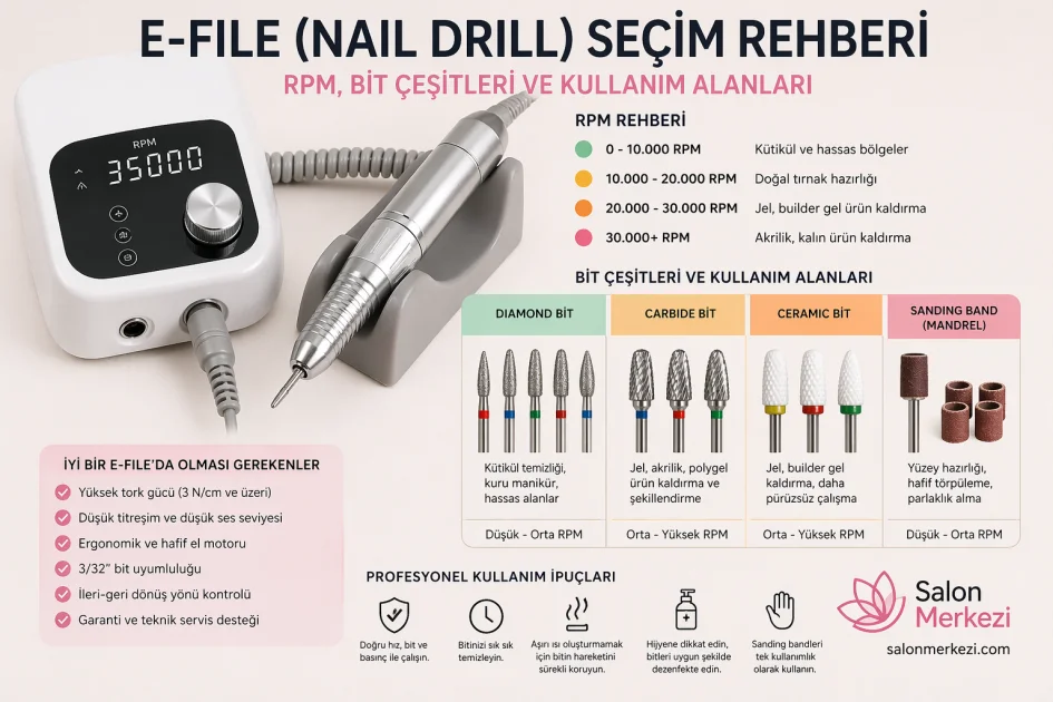 E-File (Nail Drill) Seçim Rehberi: RPM, Bit Çeşitleri